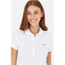 Kadın Beyaz Basic Polo Yaka Tişört