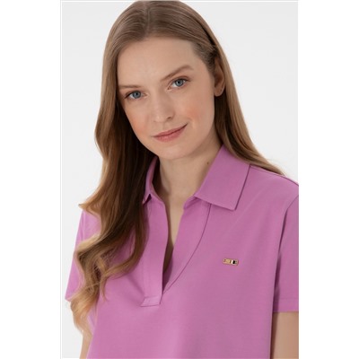 Kadın Pembe Basic Polo Yaka Tişört