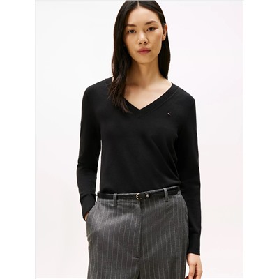 Viscose-Blend V-Neck Sweater