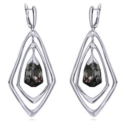 Серьги Румба (кристаллы SW темно-серые; покрытие родий), Есть комплект