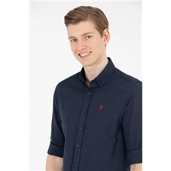 Erkek Lacivert Uzun Kollu Basic Gömlek