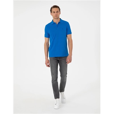 Saks Slim Fit %100 Pamuk Polo Yaka Basic Tişört