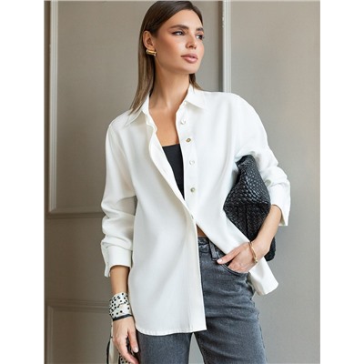 Свободная блузка из плотного лиоцелла с манжетами на запонках