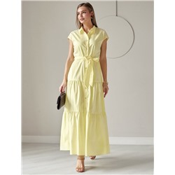 Платье А-силуэта с поясом из легкого хлопкового поплина