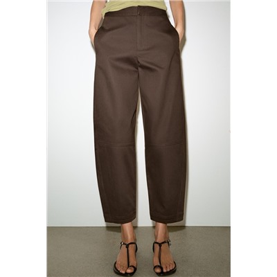 HERRINGBONE BARREL TROUSERS