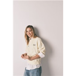 Sudadera corta lisa felpa algodón amarilla