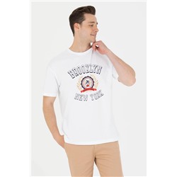 Erkek Beyaz Comfort Bisiklet Yaka Tişört