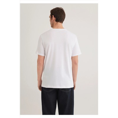 Mavi Beyaz Basic Tişört Slim Fit / Dar Kesim 065574-620
