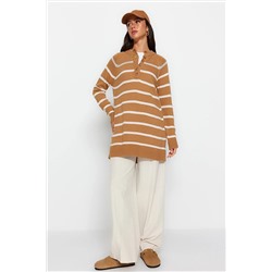TRENDYOL MODEST Camel Düğme Detaylı Triko Kazak TCTAW24AK00138