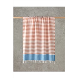 English Home Candy Rejenere Çizgili Peştamal 90x150 cm Turuncu-Açık Mavi