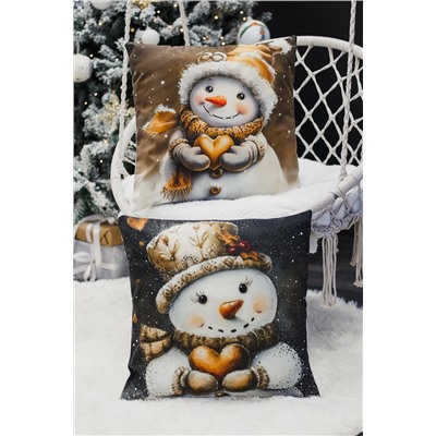 Наволочка декоративная новогодняя 2 шт 3D эффект велюр