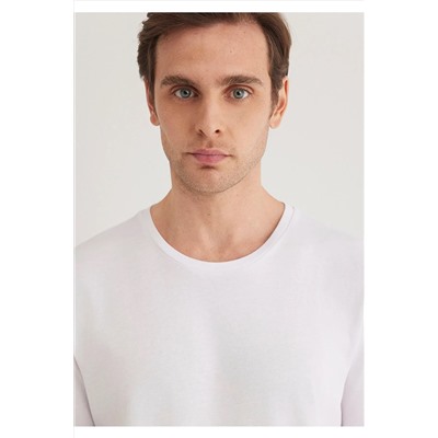 Mavi Beyaz Basic Tişört Slim Fit / Dar Kesim 065574-620