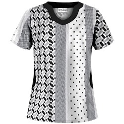 UA Retro Rhapsody White Print Scrub Top