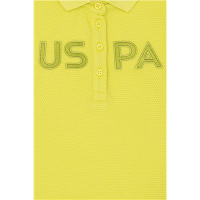 Kız Çocuk Neon Sarı Polo Yaka Tişört