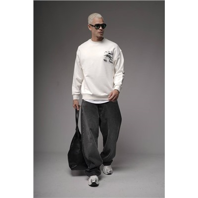 Свитшот  журавли БЕЛЫЙ