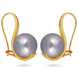 Серьги (Майорка 14мм серо-голубая; покрытие золото), Есть комплект