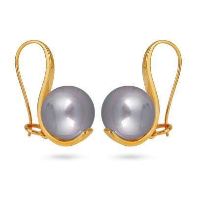 Серьги (Майорка 14мм серо-голубая; покрытие золото), Есть комплект