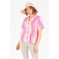 Kadın Pembe Kısa Kollu Gömlek