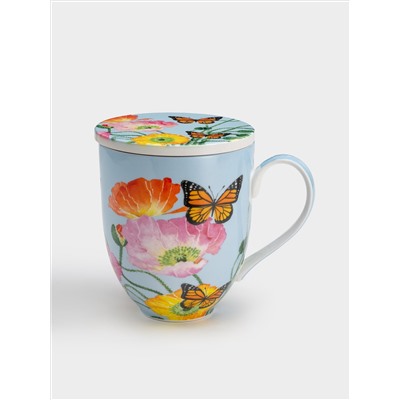 Кружка, 400 мл, с подставкой, Маки