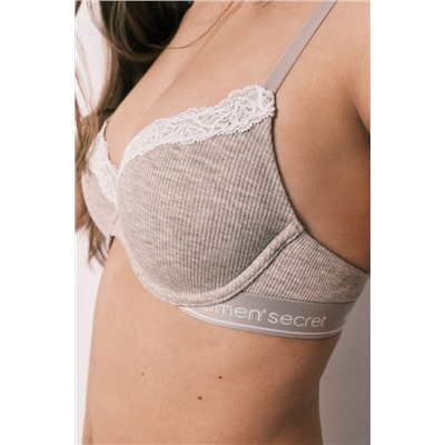 Sujetador clásico algodón canalé marrón BEAUTIFUL