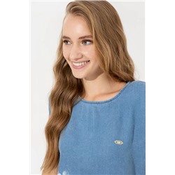 Kadın Açık Mavi Jean Gömlek