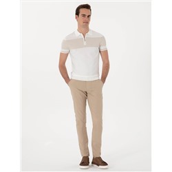 Bej Slim Fit Keten Görünümlü Kanvas Pantolon