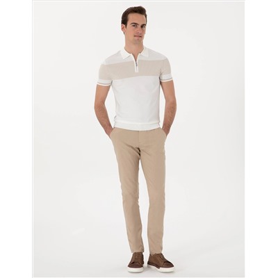 Bej Slim Fit Keten Görünümlü Kanvas Pantolon