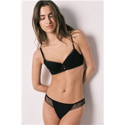 Braga brasileña tul bordado negro