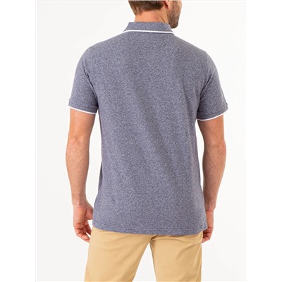 MARLED YARN POLO SHIRT WITH EMBROIDERED CREST