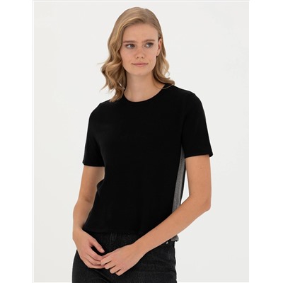 Siyah Slim Fit Bisiklet Yaka Tişört