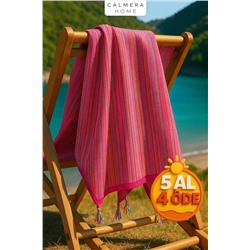 Calmera, Etnika Peştemal | İnce - Renkli Saçaklı | Plaj Pareo, Deniz, Havuz, Yoga, Pilates Havlusu - Pembe