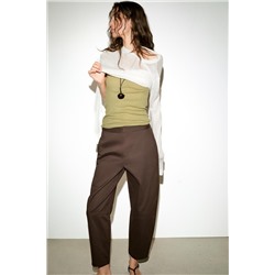 HERRINGBONE BARREL TROUSERS