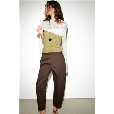 HERRINGBONE BARREL TROUSERS