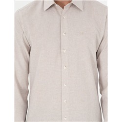 Bej Slim Fit Uzun Kollu Gömlek