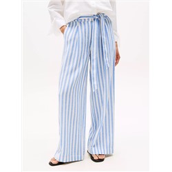 Stripe Wide-Leg Paper-Bag Pant