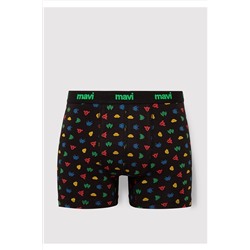 Mavi Baskılı Siyah Boxer 092259-900