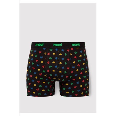 Mavi Baskılı Siyah Boxer 092259-900