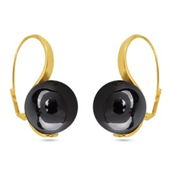 Серьги (Майорка 16мм черный мелаллик; покрытие золото), Есть комплект