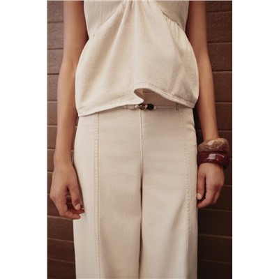 Z1975 BEADED HIGH RISE WIDE LEG JEANS