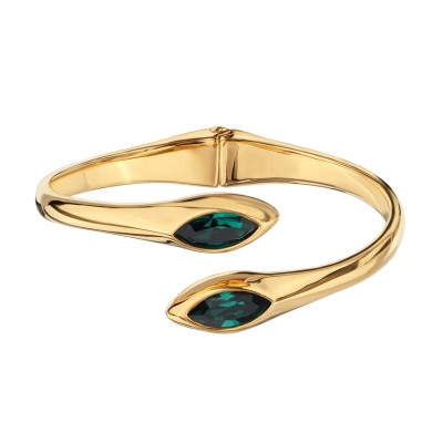 Браслет Эдем (кристаллы SW зеленые; покрытие золото), Есть комплект