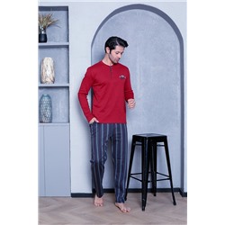 AHENGİM Man Erkek Pijama Takımı Interlok Altı Çizgili Pamuklu Mevsimlik M70102272 1-2-10001215