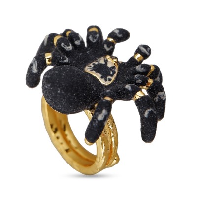 Кольцо Паук (эмаль матовая черная; покрытие золото), Есть комплект