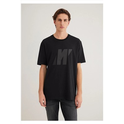 Mavi Pro Logo Baskılı Siyah Tişört Loose Fit / Bol Rahat Kesim 0612431-71379