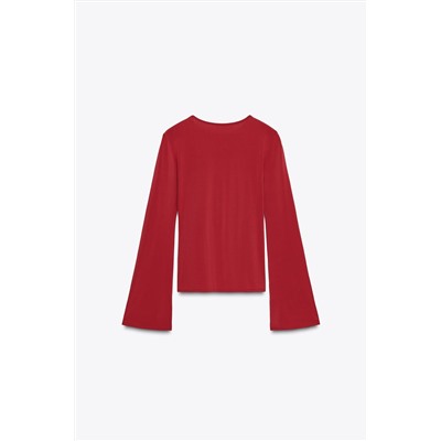 LONG SLEEVE GATHERED T-SHIRT