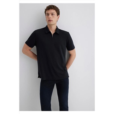 Mavi Yarı Fermuarlı Siyah Polo Tişört Regular Fit / Normal Kesim 0613007-900