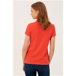 Kadın Kırmızı Basic Polo Yaka Tişört