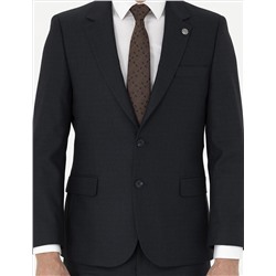Lacivert Slim Fit Çizgili Takım Elbise