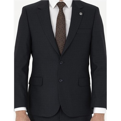 Lacivert Slim Fit Çizgili Takım Elbise