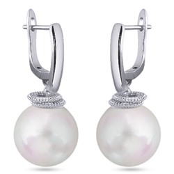 Серьги (Майорка 14мм белая; покрытие родий), Есть комплект