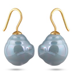 Серьги (Майорка 14мм барочная голубая; покрытие золото), Есть комплект